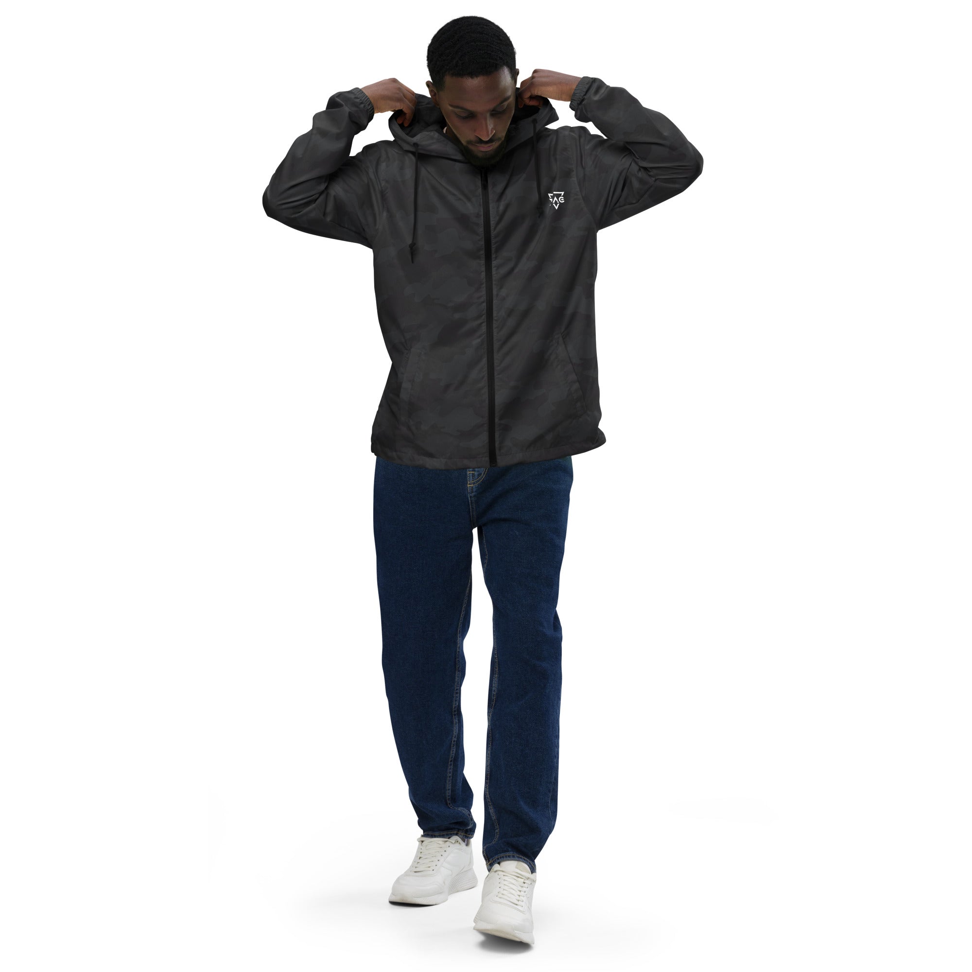 【DISCERNMENT】Mate diagonal hood windbreaker Men's Wind Breaker Hooded trench jacket - Ultra Thin